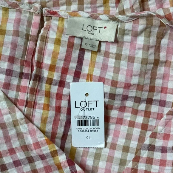 NWT Loft Outlet Multicolor Checked V-Neck Dress Sz XL - Picture 10 of 12